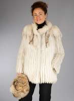 Blaufuchsjacke mit GriesfuchsmÜtze, Gr. ca. 36/38, lÄngsverarbeitete Felle, graues Innenfutter, Innenlabel Pelzhaus LÖsche/Karlsruhe, Kragen ...