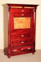 WÄscheschrank, sogenannter Blenderschrank, deutsch, um 1870/80, GrÜnderzeit, Schrank tÄuscht SekretÄrteil vor, Korpus Ahorn, mahagonifarben, ...