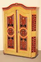 Brautschrank, SÜdschwarzwald, Korpus 1830/40 , Bemalung ursprÜnglich alte Fassung erneuert, sehr aufwendig, BeschlÄge aus der Zeit, altes ...