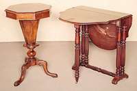 Kleiner Oblongtable, England, um 1850/60, viktorianisch, Tropenholz auf Mahagoni gebeizt , beidseitig abklappbar, als Konsolentisch bestens ...
