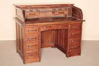 RollbÜro, deutsch, um 1910, Eiche, zum grÖßten Teil massiv, Inneneinrichtung mit AblagefÄchern und zwei Schubladen, sehr gute Verarbeitung, ...