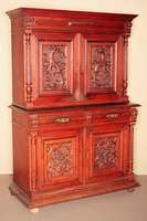 Aufsatzschrank, Niederlande/Gegend Aachen, um 1890/1900, Hartholz/Eiche massiv, hervorragende Verarbeitung, eklektizistischer Stil, Front auf ...
