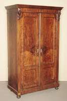 Gründerzeitschrank, deutsch, um 1880/90, Korpus Weichholz, Wurzelnußfurnier doppelt bzw. 4-fach verlegt, sehr schönes dynamisches Furnierbild, ...