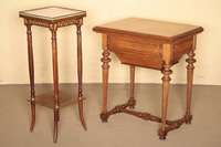 Blumen- bzw. Etagentisch, deutsch/Frankreich, um 1870, z.T. Buche massiv, Louis-XVI-Stil, Zierteile 4-fach gerieft, leicht geschwungene Beine, Zarge ...