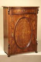 Vertiko, deutsch, um 1860, Louis-Philippe, Korpus Weichholz, Nußbaum furniert, z.T. Wurzelnuß, auf gedrückten Kugelfüßen, gerader Korpus, ...