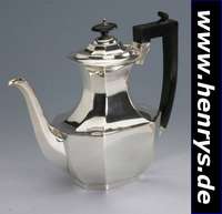 Kaffeekanne, Birmingham 1924, 925er Silber,Meistermarke Charles S. Green Ltd., sehr be- kannter Silberschmied der 20/30er Jahre, in vielen ...