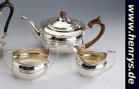 3-teiliges Teeset, London 1907, 925er Silber, Treibarbeit, Meistermarke CS + HS = CS Harris & Sons, weltbekannter Silber- schmied seit 1817, ...