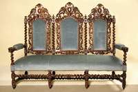 Sofa, deutsch, um 1880, Danziger Barockstil, Eiche massiv, Korpus stark gedrechselt, korkenzieherförmige Rückenlehne mit Druchbruchschnitzereien, ...