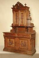 Aufsatzbuffet, mitteldeutsch, um 1870/80, Rücken WH, Trage- und Arbeitsteile Eiche massiv, Front auf Rahmen gearbeitet, integr. Schublade, ...