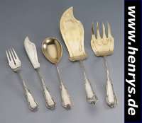 Fischbesteck für 8 Personen, deutsch um 1903, Vereinigte Silberwaren-Fabriken AG, Düssel-dorf, 800er Silber, schwere Ausführung, beid- seitig ...