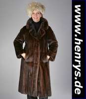 Dunkelbrauner Nerzmantel, Gr. ca. 38/40, Innenlabel: Norka Quality Mink USSR, inter- nationale Pelzmode Ladystyle, Rückenl. ca. 113 cm, dazu ...