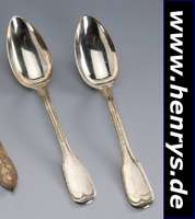 12 Menuelöffel Wilkens/Bremen um 1900, 800er Silber, Augsburger Fadenmuster, im Orig.-Etui, total ca. 900 g