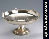 Fußanbietschale, Italien, 800er Silber, Florenz, Akanthusbandverzierung, H ca. 12 cm, D ca. 23 cm, ca. 475 g