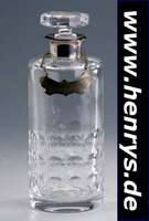 Glaskaraffe, deutsch nach 1950, 835er Silber, vertreiber Kern, Bleikristall, Label 800er Silber, Wilkens Bremen, H ca. 24 cm