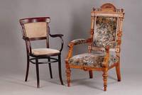 Armlehnstuhl, M. Thonet, Buche, Polsterung u.Bezug sek., Originaletikett, ca.94x58x46cm, Sh.ca.48cm