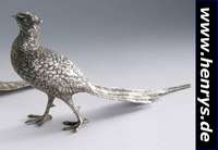 Tischdekoration in Form eines Rebhuhns, Mexiko, 925er Silber, schwere massive Ausf., naturalistische Darstellung, H ca. 19 cm, L. ca. 35 cm, ca. ...