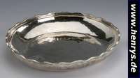 Anbietschale, Peru, 925er Silber, Hammerschlagverzierung, Rand gewellt, H. ca. 4 cm, D. ca. 25 cm, ca. 540 g