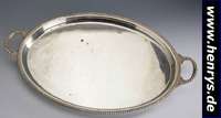 Großes Tablett, Amerika, Gorham, 925er Silber, Kordelrandverzierung, 2 Griffe, ovale Form, min. verbeult, ca. 63 x 41 cm, ca. 2640 g