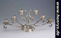 5-flammiger Kerzenleuchter, Mexiko, 925er Silber, schwere massive Ausführung, geschweifte und gekordelte Form, H ca. 23 cm, B ca. 52 cm, ca. 2105 ...
