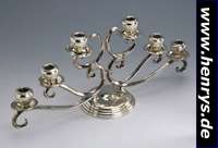 5-flammiger Kerzenleuchter, Mexiko, 925er Silber, schwere massive Ausführung, geschweifte und gekordelte Form, H ca. 23 cm, B ca. 52 cm, ca. 2020 ...