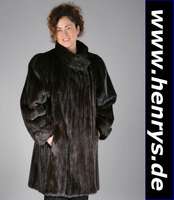 Dunkelbraune Nerz-Longjacke, Gr. ca. 42/44, Innenlabel: Weidemann, Jetblack Nerzfarm, schwarzes Innenfutter, 2 Einschubtaschen, Kragen, Ärmel ...
