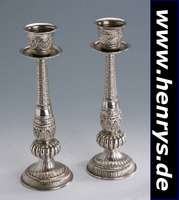 Kerzenleuchterpaar, 900er Silber, reich verziert, Kordelverzierung, zus. ca. 670 g, H ca. 27 cm, Handarbeit
