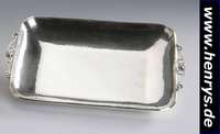 Anbietschale, deutsch um 1930/35, 835er Silber, Handarbeit, spätes Art-Deco, 2 stil. Griffe, ca. 3 x 28 x 19 cm, ca. 340 g