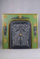 Kaminverkleidung, deutsch, um 1900, Eisenguß, mit reicher Durchbrucharbeit, restauriert, ca. 86x84x9 cm