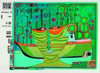 Hundertwasser, Friedensreich, 1928-2000, Kolumbus Regentag in Indien, Siebdruck mit Metallfolienprägung, num. 00079/3000, von 1979, Blattgr. ca. 49 ...