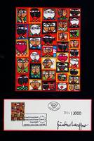 Hundertwasser, Friedensreich, 1928-2000, Europaratsgipfel 1993 Wien, Farboffset und Briefmarke, handsigniert und num. 2726/3000, u.Gl., R.