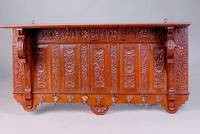 Garderobe, deutsch/holl., um 1890, Eiche massiv, Rückwand a. Rahmen gearb., Inlets reiche Blumenverz. a.d. Vollholz, 9 Bronzehaken, teilvergoldet, ...