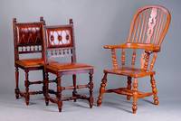 4 Stühle, Frankreich, um 1890, Eiche massiv a.Rahmen gearb., Renaissancestil, reiche Drechselarbeit, Beine verschränkt, Rücken ...