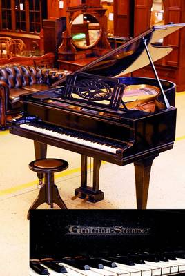 Stutzflügel, Grotrian Steinweg, um 1920/30, Nr. 58690, 185, Resonanzboden intakt, Stimmung zu empfehlen, schwarze Lackierung, alt belassen, ...