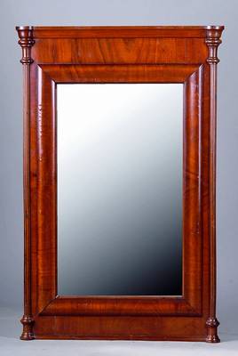 Spiegel, deutsch, um 1820, Pyramidenmahagoni, Rahmen in Rahmen, teils kanneliert, Gebr-Sp., 117x77 cm