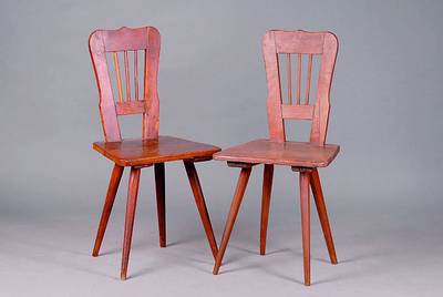 8 Biedermeierbrettstühle, 1.Hälfte 19. Jhd., Kirschbaum, Lehnen versprosst, bei einer Lehne fehlt eine Sprosse, stabil, st. Gebr.-Sp., ca. 89x44x43 ...