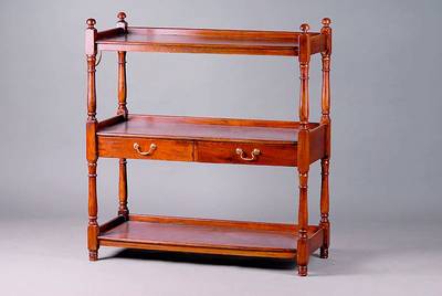 Regal, England, Teile a.d. 19.Jhd., teils aus alten Teilen, Eiche massiv, 2 Schubladen, 1 Handtuchhalter aus Messing massiv, 3 Ablegeböden, ...