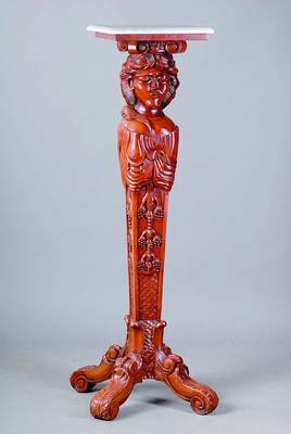 Säule, nach antikem Vorbild, 2.H.20.Jh., Holz geschnitzt, H.ca.143cm, mit Maskeron