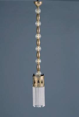 Hängelampe, wohl Wien, um 1900/05, Messing, geometrisierend, orig. Glasstäbe, große Nähe zu Wiener Werkstätte, Elektrifizierung nicht geprüft, ...