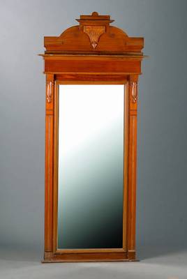 Spiegel, deutsch, um 1890, Gründerzeit, Nußbaum, ca. 173 x 76 cm,l.Altersspuren