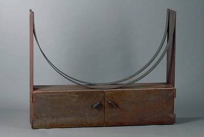 Kaminschrank für Holz und Kohle, 1960/65 Designerentwurf, Einzelentwurf, Stahlplatten, 2-türig, Unikat, sehr praktisch, ca. 95x117x25 cm