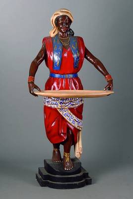 Stummer Diener, Orientalin nach antikem Vorbild, ca. 30 Jahre alt, Hartholz bemalt B. 73 cm, T. 75 cm, H. 155 cm