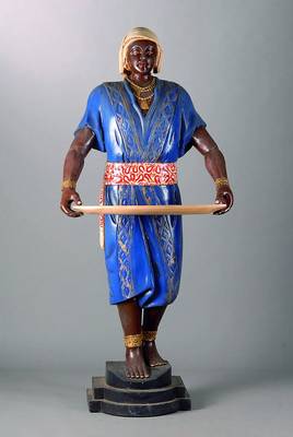 Stummer, Diener, Orientale, ca. 30 Jahre alt, Holz, bunt gefaßt, H.c a. 175 cm l. Alters- und Lagerspuren