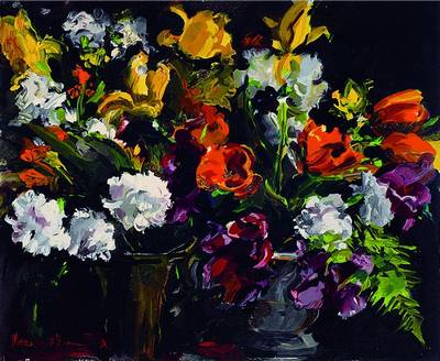 Vlaminck, Maurice de, 1876-1958, Les deux vases de fleurs, Farbholzstich, um 1960, Ed. Les Heures Claires, ca. 37x46cm