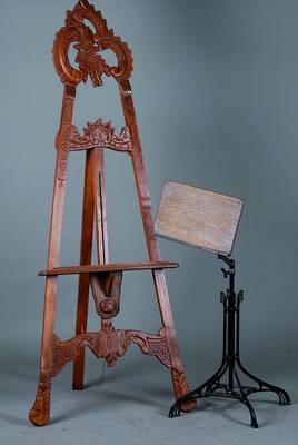Notenständer, deutsch, um 1920, Fuß Gußeisen, Gebr.-Sp., höhenverstellbar, ca. 95-135 cm