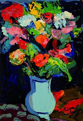 Ambrogiani, Pierre, 1907-1985, Bouquet, Farbholzstich auf Bütten, aus Les Heures Claires, um 1960, Druck Raymond Jacquet Paris ca. 50x35cm