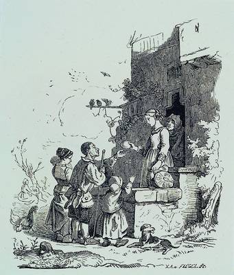 Richter, Ludwig, 1803 Dresden- 1884, 14 Holzstiche mit verschiedenen Darstellungen,um 1860, alle im Passepartout, bis ca.10x9cm