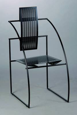 Stuhl, Botta, Mario, 1985, Schwarz lackiertes Stahlrohrgestell mit gestanzter Stahlblechlehne,Freischwinger- stuhlprinzip, H. 95, B.45, T 50 cm
