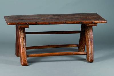 Bauerntisch, deutsch, um 1850, Eiche mass., Beine versprosst, st. Reste alten Wurmbefalls, Alterssch., ca. 49x112x48 cm