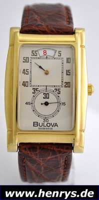 BULOVA Herrenarmbanduhr, sog. Doctors-Watch, Schweiz um 1995, Rectangulärgeh. hartverg., M. ca. 42 x 28 mm, beids. Mineralvergl., Edelst. Bod. ...