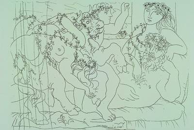 Picasso, Pablo, 1881-1973, 2 Lithographien aus der Suite Vollard, posthumer Druck 1990 auf Velin, Blattgr. ca. 32x45cm
